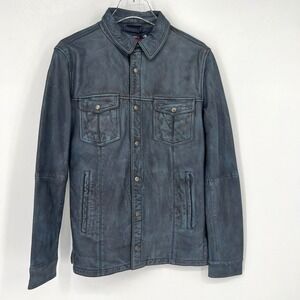 Georg Roth Los Angeles Leather Jacket Mens‎ S Blue Biker Classic Cars Minimalist